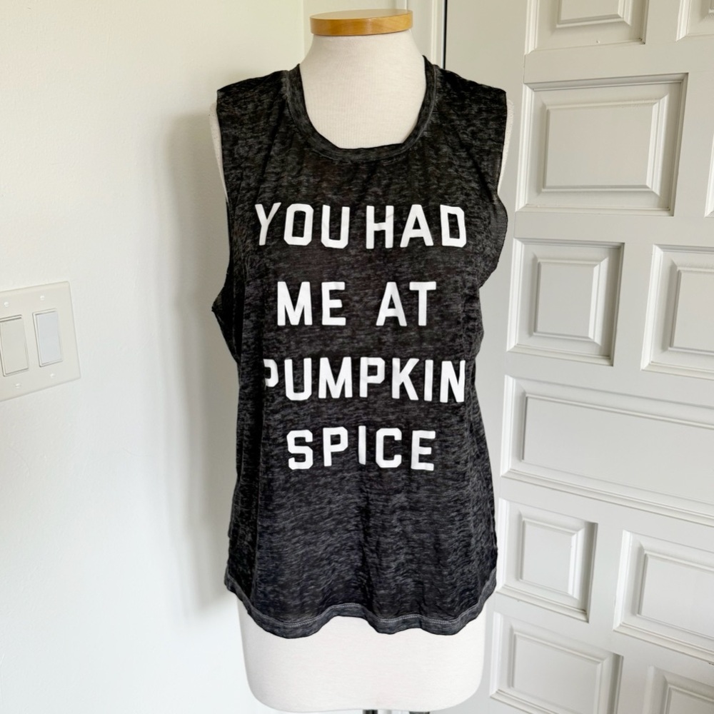 Fifth Sun Workout Tank Top Burnout Black Gray Yoga Pumpkin Spice Size Large